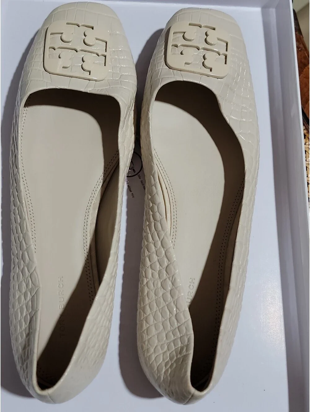 Tory Burch Womens Georgia Ballet Croc Embossed 11 M Square Toe Core Flats NEW